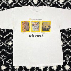 National Geographic Lion Tiger Bear Oh My Graphic Tee White Animal T-Shirt